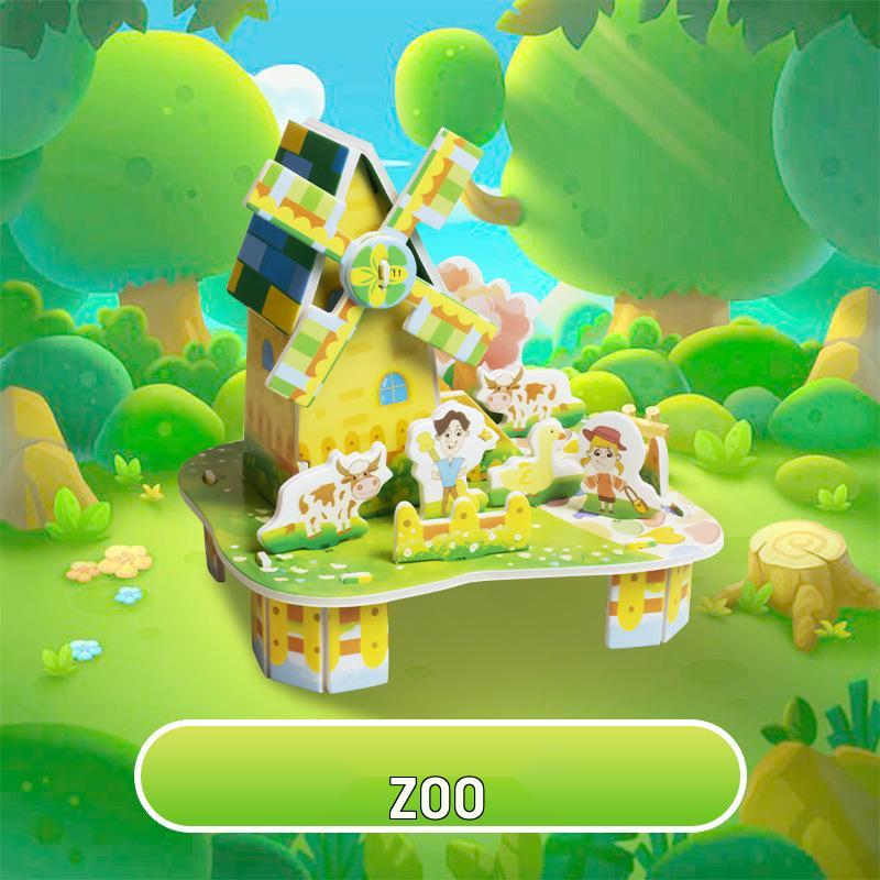 3D Стереоскопический Домик-Пазл DIY для Детей 3-6 лет - Образовательная Бумажная Поделка