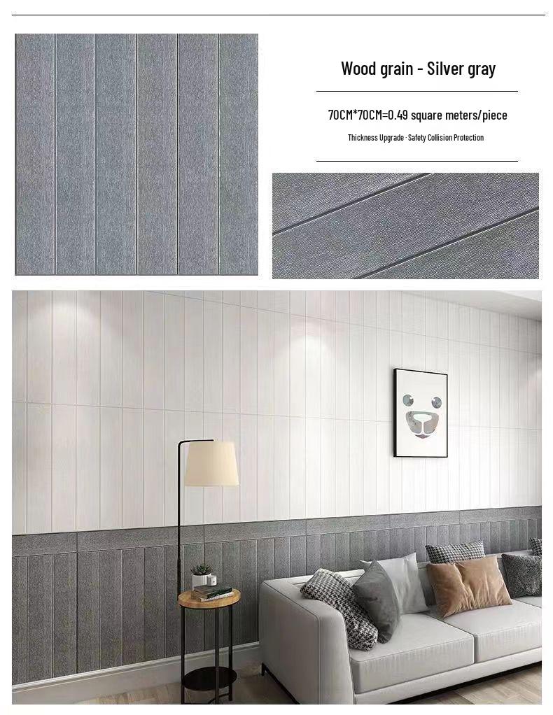 Самоклеящиеся настенные стикеры 3D под дерево: Мягкие, противоударные обои для декора спальни