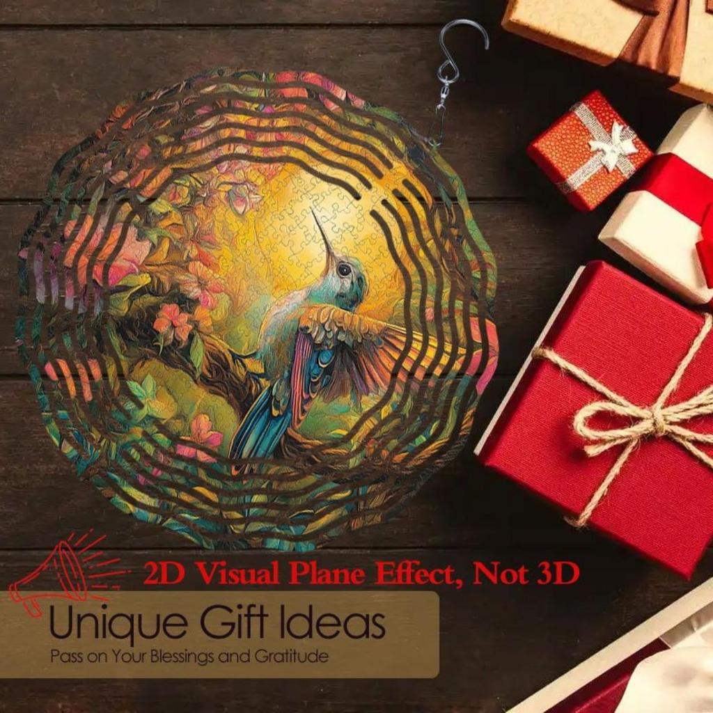 Vibrant Hummingbird Floral Metal Wind Chime Garden Porch Outdoor Decor Easy To Hang Secure Hook Gift for Nature Lovers