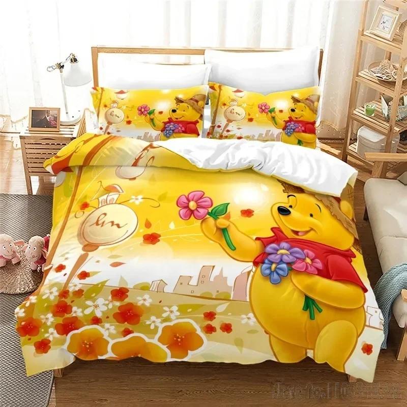 Winnie The Pooh Piglet Honey Pot Cartoon Duvet Cover Set HD Comforter Cover for Kids Bedding Sets Bedclothes Bedroom Decor