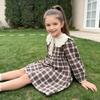 Girls' college style dress with long sleeves for children in spring and autumn
