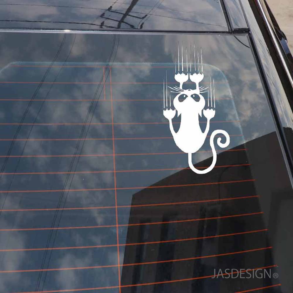 [JASDESIGN] Наклейка кошка Наклейка кошка Вырубная наклейка Декаль на машину мотоцикл Смешная милая JM-280 (Белый Серебристый, 1)