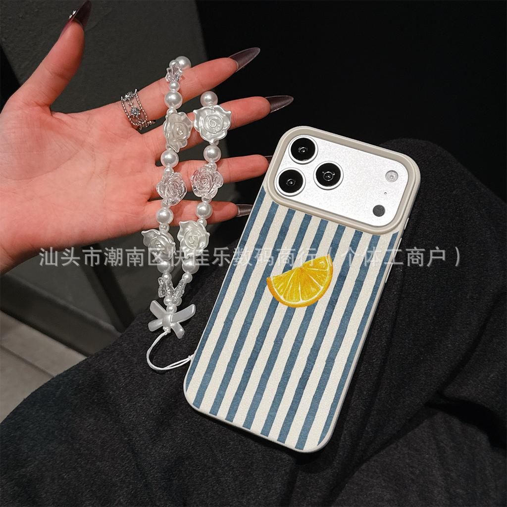 Простой полосатый чехол для iPhone Apple 17Air/16/15Plus/14/13/12/11 с ремешком