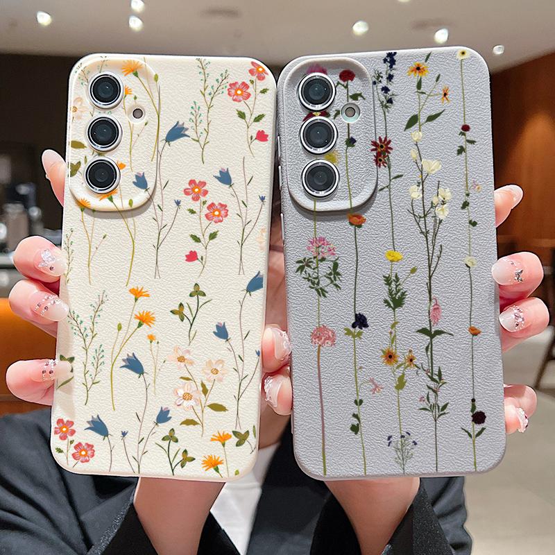 Чехол с цветочным узором для Samsung Galaxy S25 Ultra Capa S24 Ultra S23 S22 Plus S21 FE A15 A16 A25 A26 A34 A35 A36 A54 A55 A56 5G