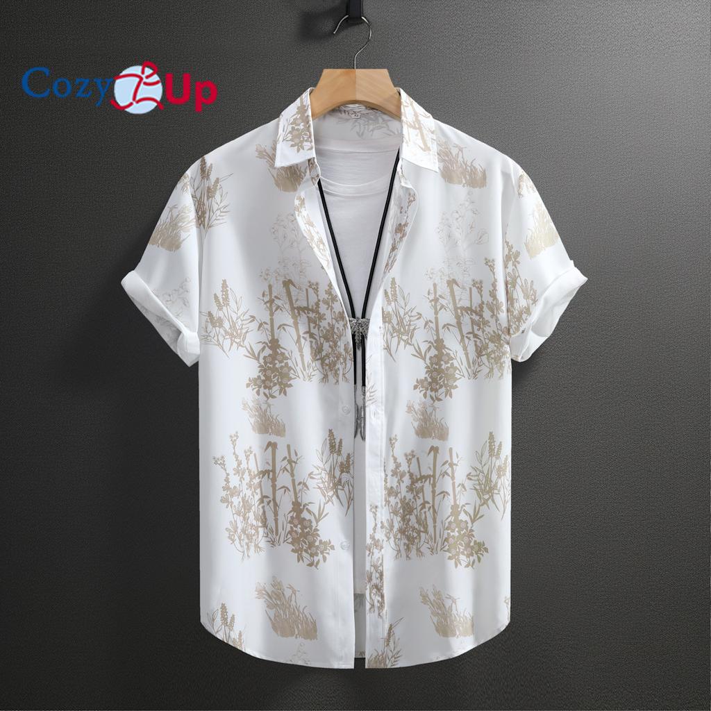 Гавайская рубашка с бамбуковым узором, мужская повседневная рубашка с короткими рукавами и принтом по всей длине для летнего пляжного курорта