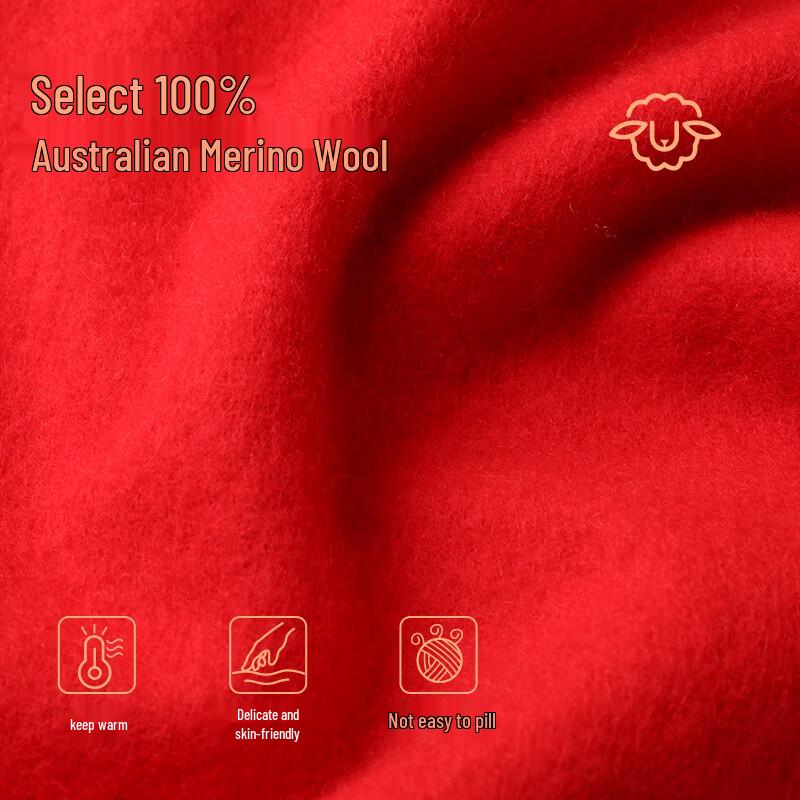 Hengyuanxiang Women's Red Wool Scarf