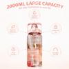 2000ML Sports Water Bottle Times Scale Plastic Water Cup Portable Water Bottle with Straw  Sports