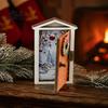 Christmas Party Supplies Elf Door Fridge Magnet with LED Light, Wooden Magnetic Decorations Refrigerator Magnet, Openable Mini Decoration for Holiday