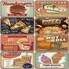 Vintage Delicious Foods Plate Metal Aluminum Sign Pizza Hot Roll Sandwich Donuts Metal Poster Home Cafe Restaurant Wall Decor