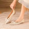 2025 New Fashion Spring Summer Women Shoes Pointed Toe Ballerina Flats Brand Woman Versatile, Wear It Party Shoes Gold