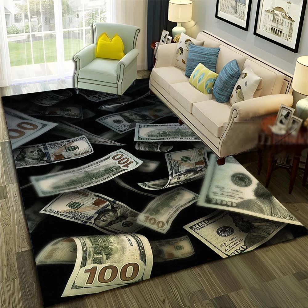 Богатый узор из евродолларов 3D Ковер для дома Гостиная Спальня Диван Придверный коврик Декор, Детский коврик Нескользящий напольный коврик