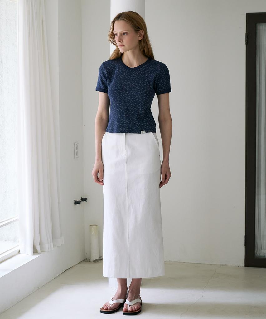 DEHEVE Flower Lace T-Shirt [Navy]