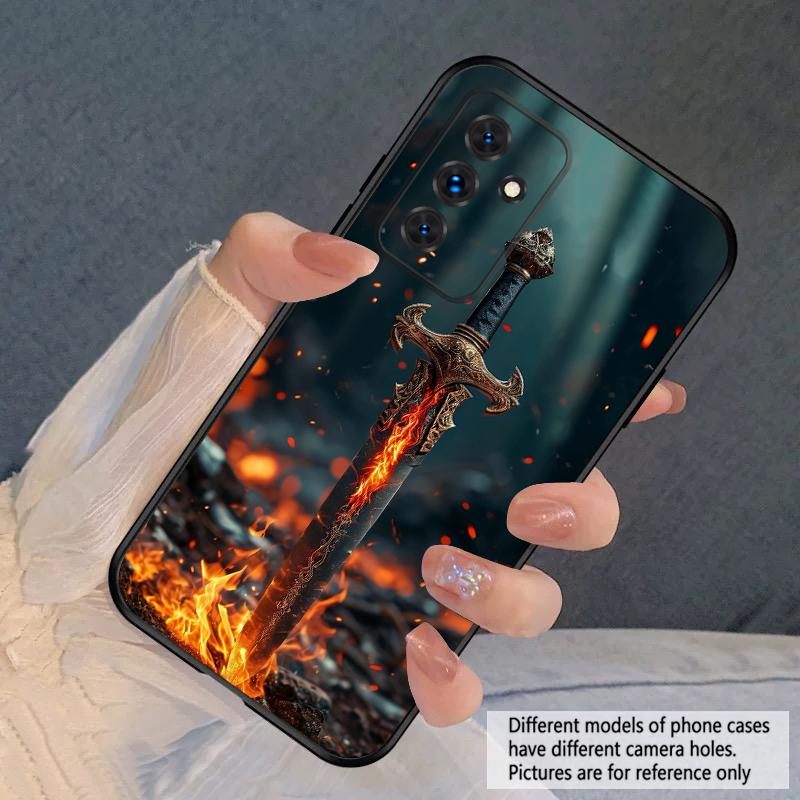 Меч с огнем Для Samsung S20FE S 21 22 23 FE 24 Plus 25 Ultra Galaxy M23 32 34 35 52 53 54 55 5G силиконовый мягкий чехол для телефона