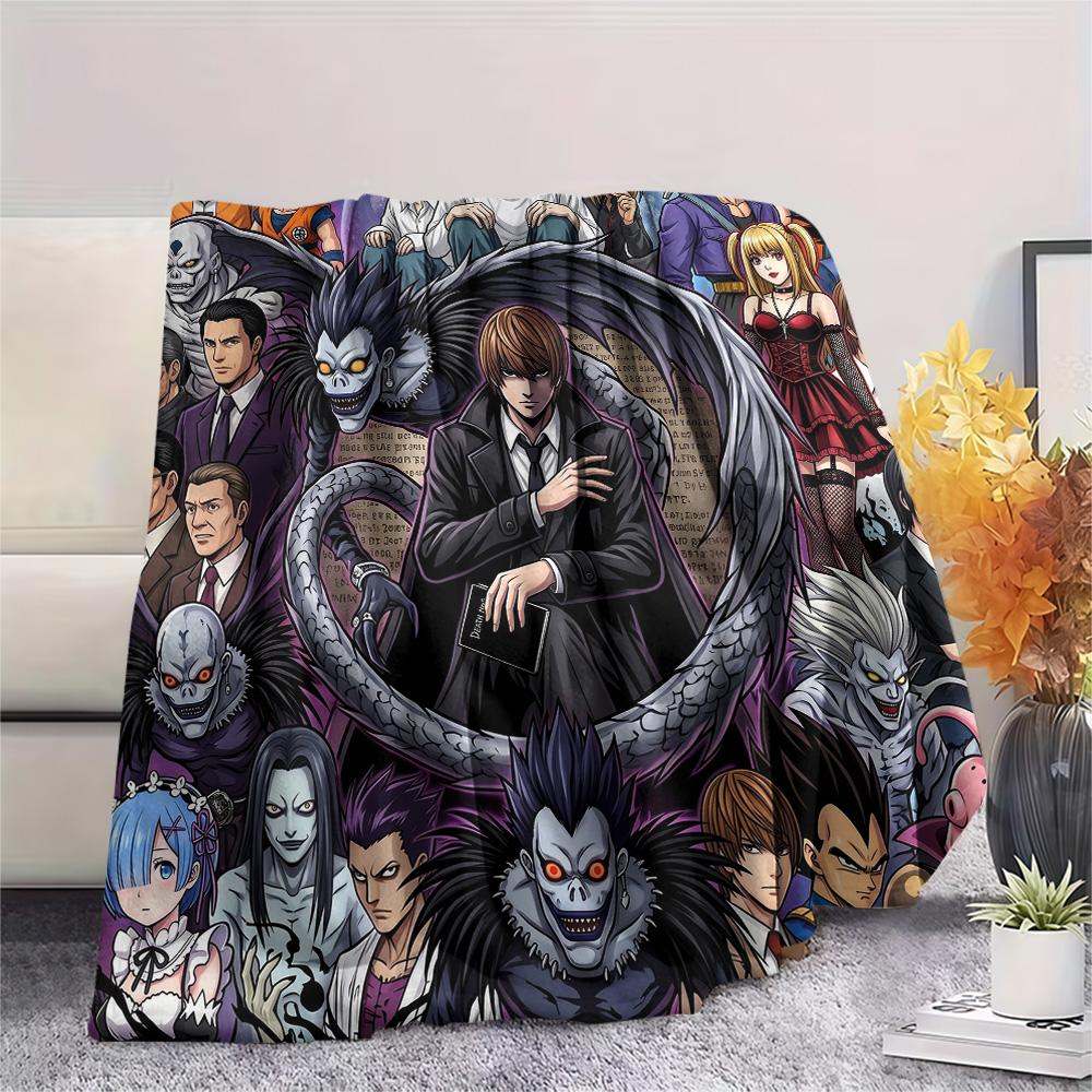 Death Note Print Flannel Blanket, Ultra Soft High Quality All Seasons Warm Throw, Home Decor Cozy Blanket, Perfect Christmas Gift