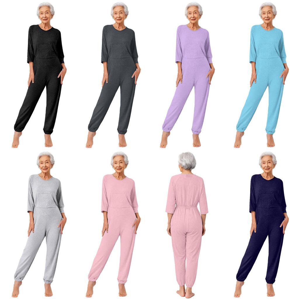 Special Needs & Disability Romper for Women S-XXL: Adaptive Jumpsuit with Double-End Zip, Long Sleeve Pants for Easy Care