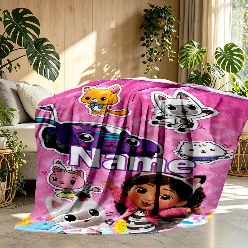 Custom Name Personalized Gabby's Dollhouse Print Blanket, Home Decor, Bedroom, Sofa, Camping, Couch, Gifts for Birthday Christmas