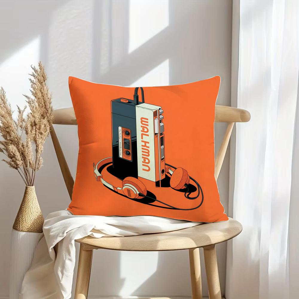 Retro Cassette Tape Cushion Cover Soft Plush Throw Pillow Cover DoubleSided Decorative Cushion Case Sofa Bedroom Home Decor