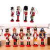 10Pcs 12cm Handpainted Wooden Nut Soldiers Figurines Dolls Christmas Ornaments Home Table