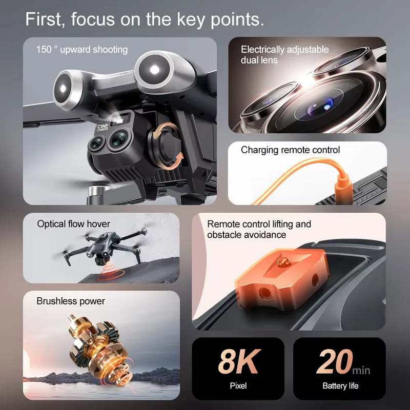 2025 NEW V600 RC Drone 5G 8K HD ESC Aerial Photography Dual Camera Optical Flow Positioning Obstacle Avoidance Brushless Quad-rotor Aircraft Toy Gift
