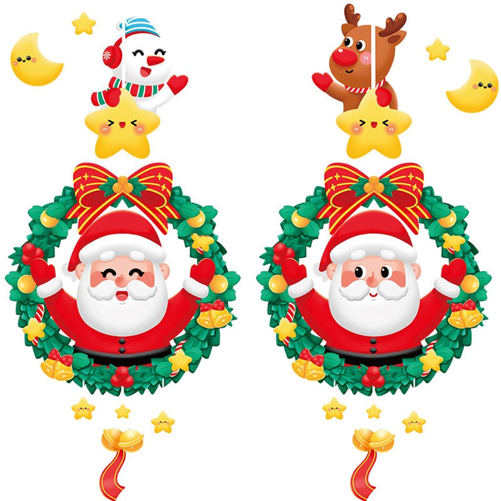 Christmas Window Scene Layout Shop Glass Sliding Door Decal Wreath Adhesive F-ree Electrostatic Sticker