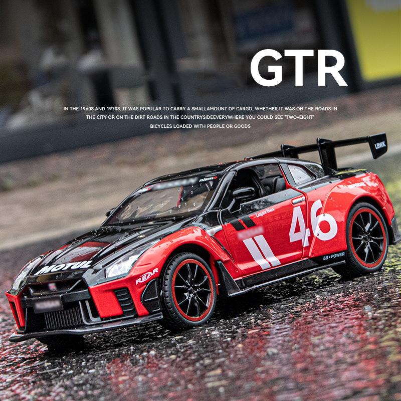 Масштаб 1/22 GTR Racing, литая под давлением модель автомобиля, игрушечный автомобиль с откатным механизмом, звуком и светом для детей, коллекция подарков для мальчиков и девочек