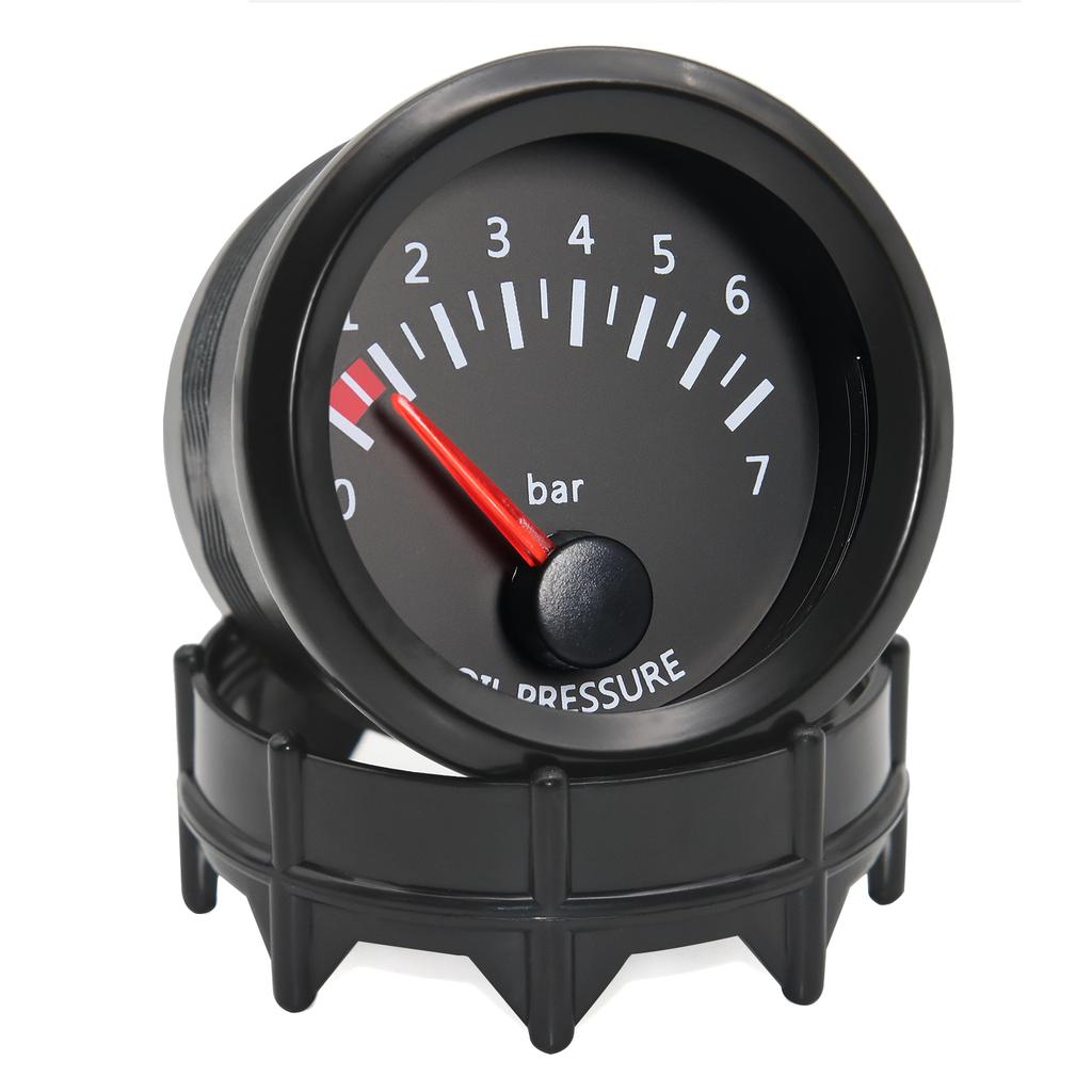2" 52MM Oil Pressure Gauge+Sensor 1/8NPT White Light 0~7Bar Oil Press Meter for Petrol Car Auto Racing Meter Holder 12V custom