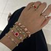 Elegant Flower Pattern Enamel Open Bracelet for Women Trendy Gold Plated Cloisonne Flowers Bangle Ring Charms Party Jewelry