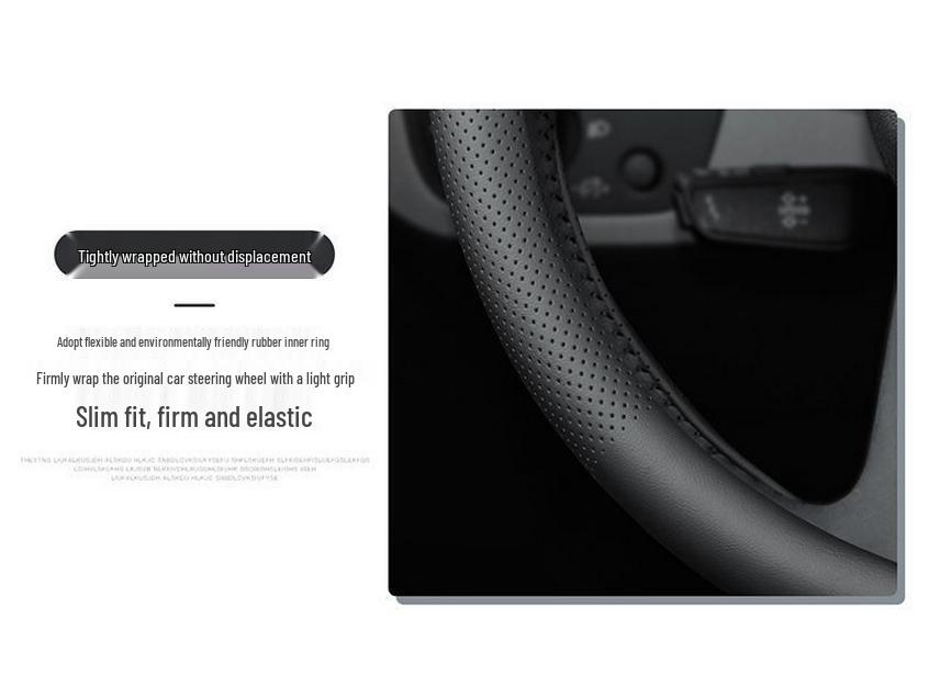 Universal Nappa Leather Steering Wheel Cover - Breathable, Perforated, Sweat-Absorbent, Four Seasons Protection.