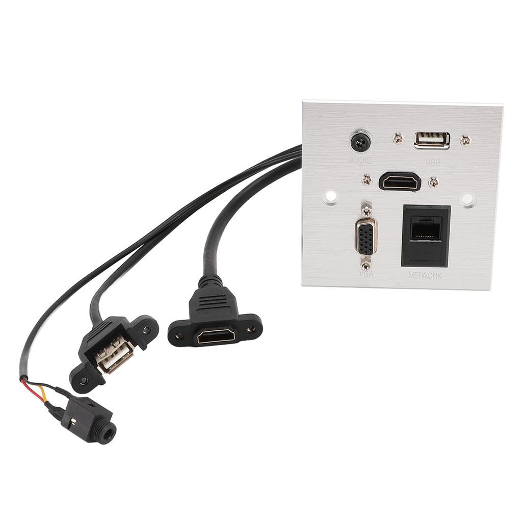 Multimedia Socket Aluminum Alloy USB HD VGA 3.5MM Sound RJ45 Network Wall Socket for Home Hotel Office