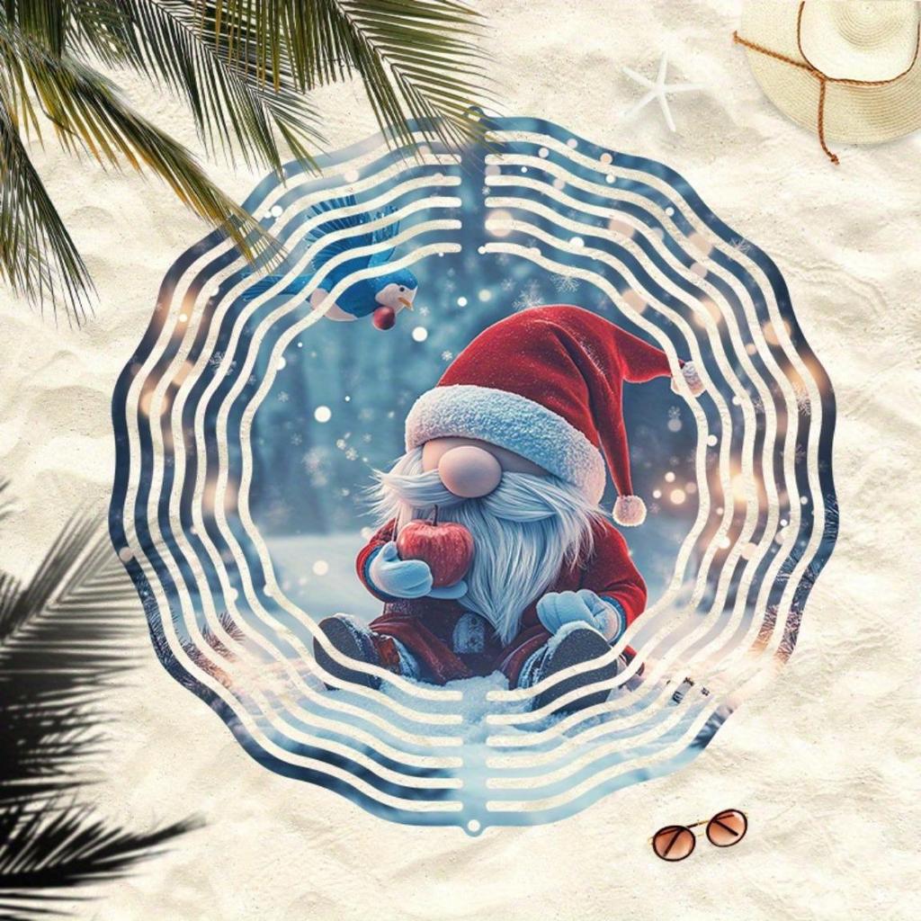 Рождественский гном, ветряной спиннер, 2D металлическое кинетическое искусство для декора сада, двора, к празднику, Дню благодарения, не требует батареек, прочный