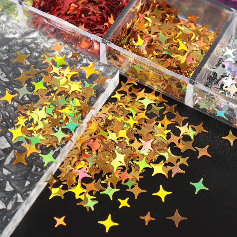 12 сеток, блестящие блестки со звездами для дизайна ногтей, голографический звездный дизайн маникюра, украшение для УФ-гель-лака, аксессуары для ногтей