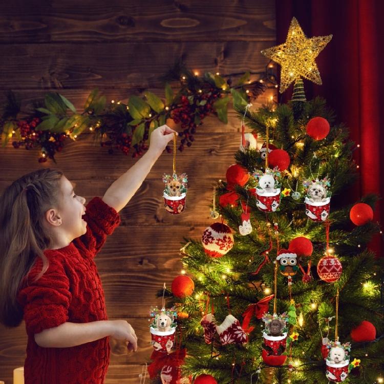 Unique Doggy Christmas Tree Hangers Festival Dog Shape Christmas Tree Hanging Ornament Acrylic Hanging Decoration