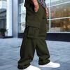 Мужские брюки весна-осень с множеством карманов, эластичный пояс на шнурке, широкие штанины