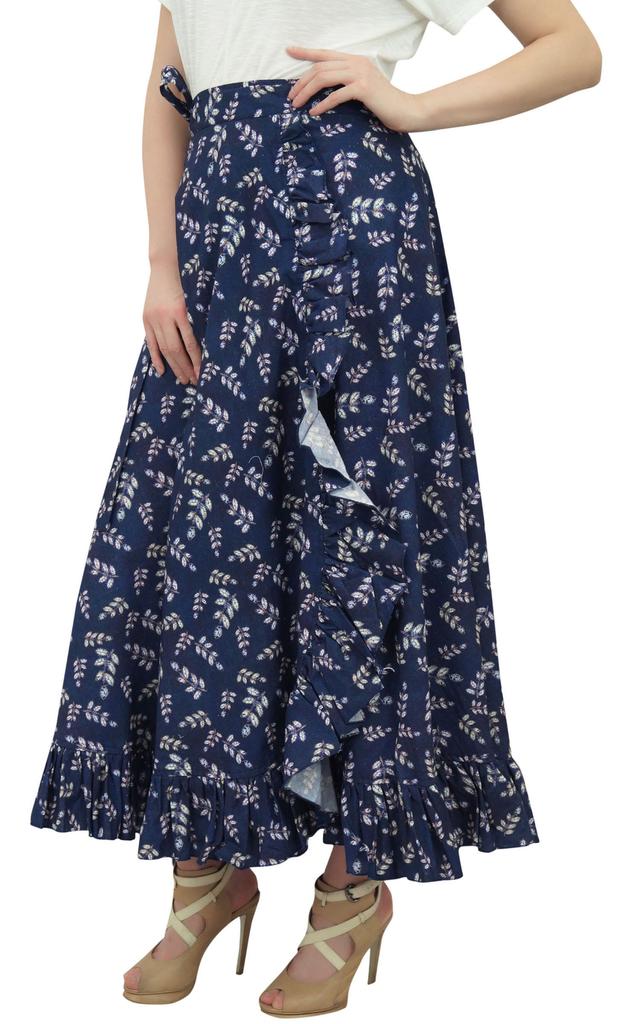 Phagun Платье темно-синего цвета с принтом «шибори» женское с поясом из хлопка с оборками