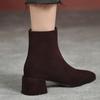 Мода 2024 года, новые одинарные ботинки на высоком толстом каблуке, весна и осень, коричневые короткие женские ботинки с матовым верхом