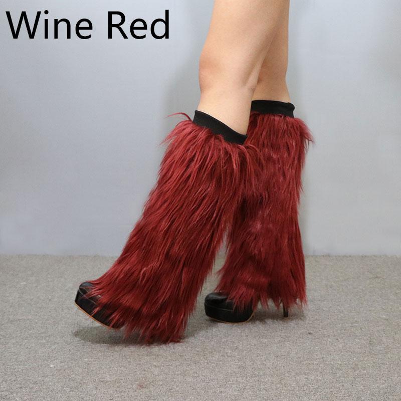 Женские гетры в стиле Лолиты Rave Fluffies из искусственного меха, согревающие гетры с рукавами для ног, зимние бахилы в стиле Харадзюку