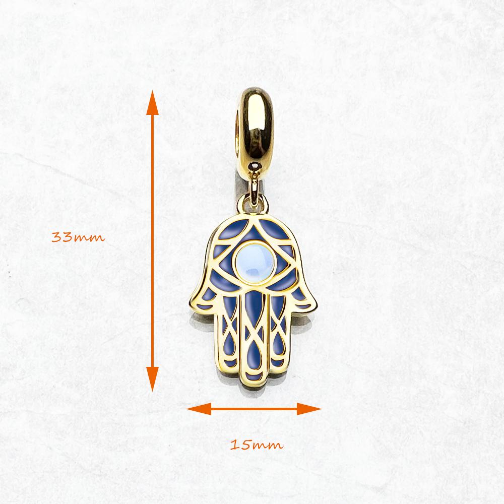 Golden Hand of Fatima Lucky Charm Pendant Vintage Talisman Gift For Women Men 925 Silver Jewelry