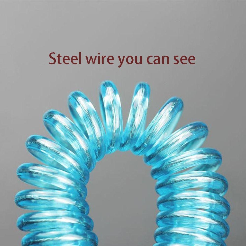 Ring Metal Carabiner Spring Elastic Rope Spiral Coiled Lanyard Safety Rope Stretch Fishing Tools