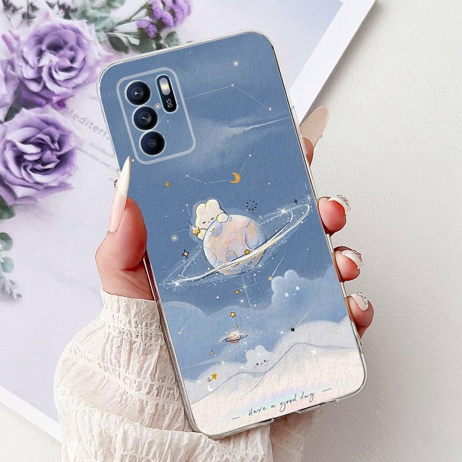 For OPPO Reno 6 6Z 5G Case CPH2237 CPH2251 Cover Fashion Flower Soft Silicon Bumper on OPPO Reno6 Pro CPH2249 Reno6 CPH2235 Capa