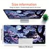 Large Multi-Size Non-Slip Rubber Base Classical architecture, peach blossom Mouse Pad, Stitched Edges Keyboard Desk Mat for School, Office,