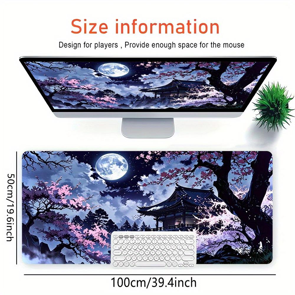 Large Multi-Size Non-Slip Rubber Base Classical architecture, peach blossom Mouse Pad, Stitched Edges Keyboard Desk Mat for School, Office,