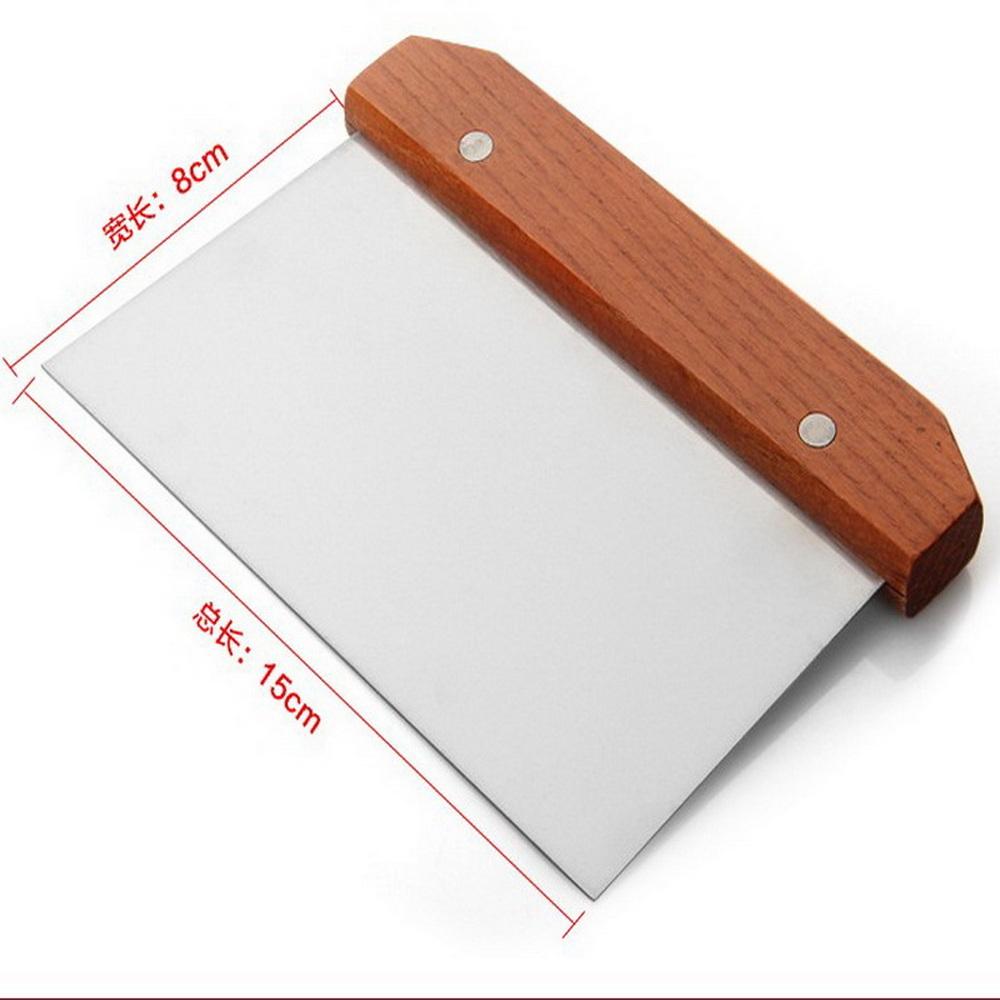 Stainless Steel Pastry Chopper with Wood Handle - Dough Scraper for Baking