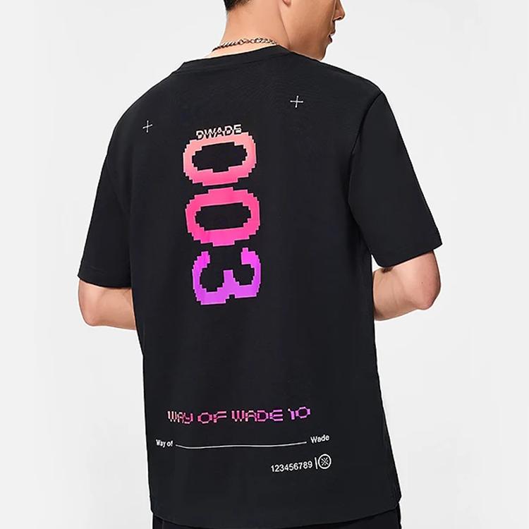 Li-Ning Повседневная футболка с короткими рукавами и принтом пикселей серии Wade, мужские топы, черный AHSSA47-1