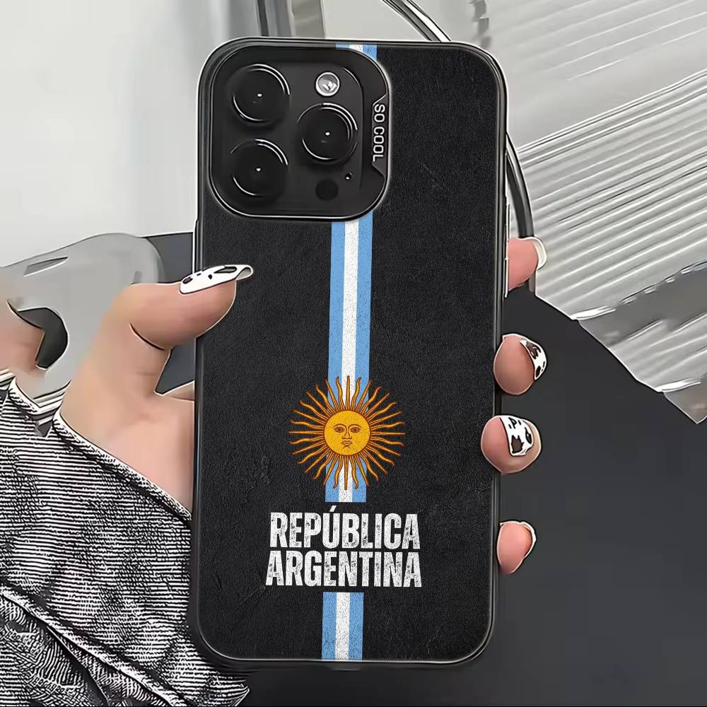 Флаг поддержки футбола Аргентины Чехол для телефона Для iPhone 17,16,15,14,13,12,11 Plus,Pro Max,XS,Цветной Посеребренный Внутренний Чехол