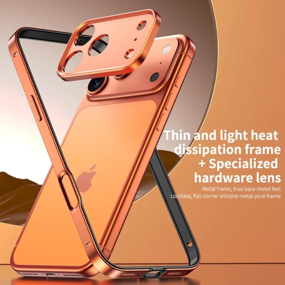 Секунды Меняются На Чехол для Телефона с Рамкой из Алюминиевого Сплава 17Pro Max для IPhone 17 Air 16Plus 15 14 Металлический Защитный Чехол для Камеры, Ударопрочный