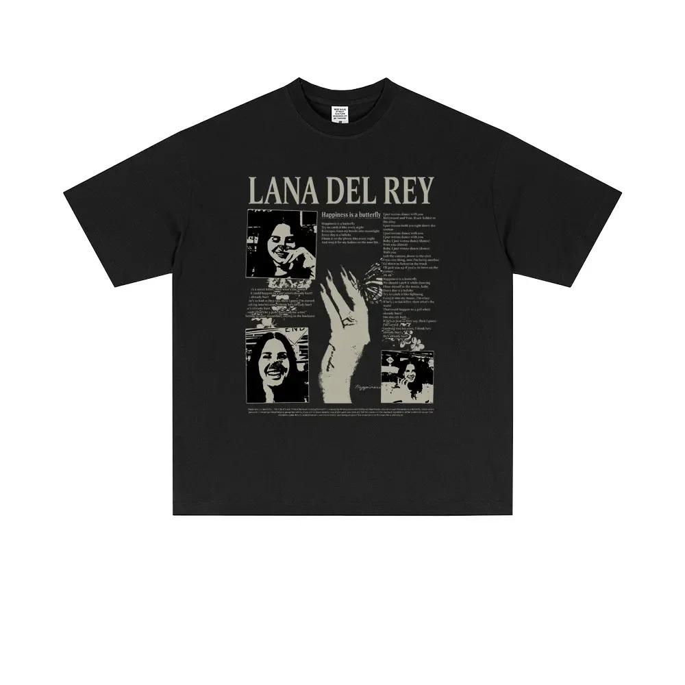 Lana Del Rey "Тур по Великобритании и Ирландии 2025" Унисекс Плотный Хлопок Концертный Мерч Оверсайз Уличная Одежда Футболка
