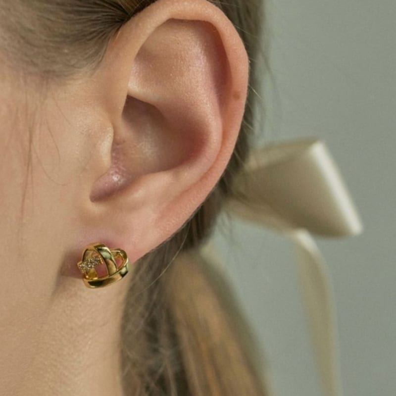 Aora Сердце Крест Серьги с фианитами SM_015_016