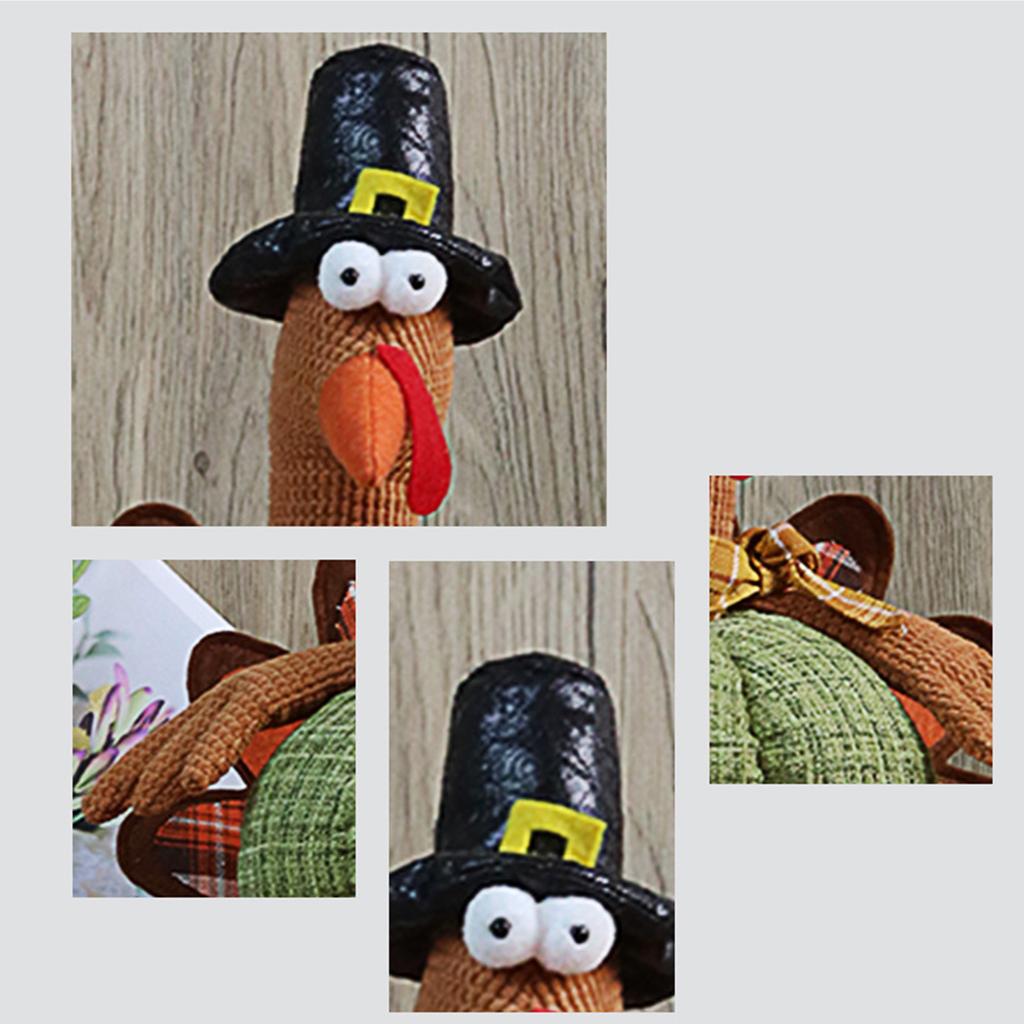 Thanksgiving Decoration Turkey Doll with Telescopic Legs Autumn Decors Turkey Figurine Festival Farmhouse Home Ornaments