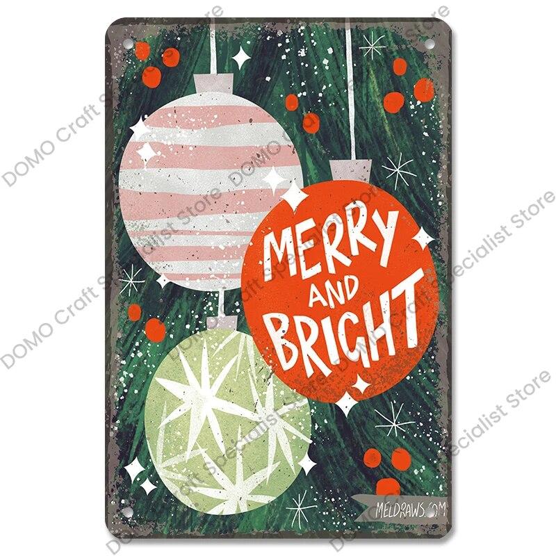 Christmas Tree Bells Santa Claus Poster Vintage Metal Tin Signs Merry Christmas Retro Metal Plate Cafe Bar Pub Home Wall Decor