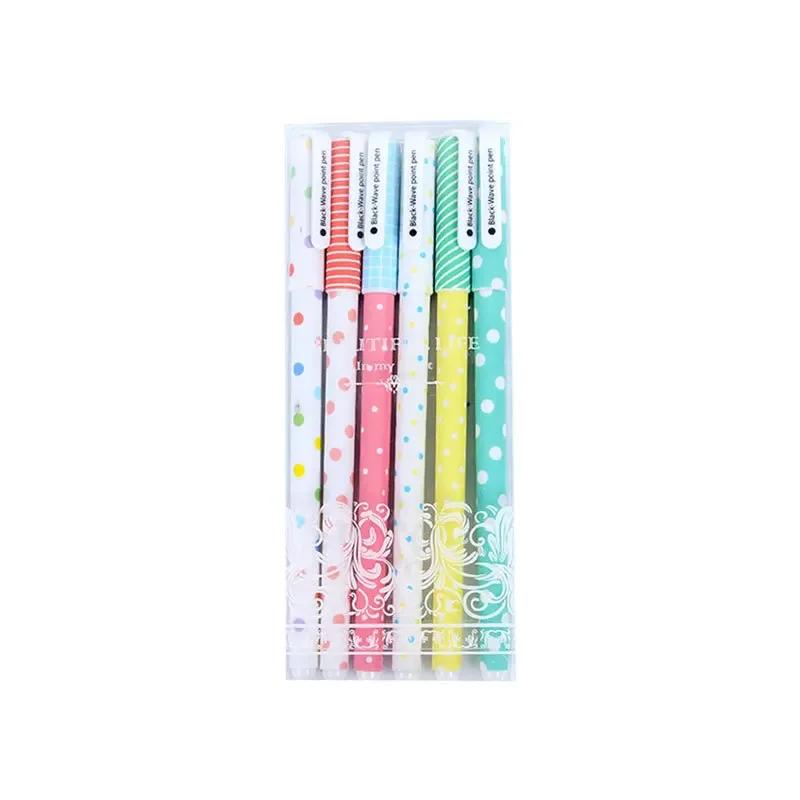 Креативный корейский канцелярский набор из 6 ручек для подписи, награда, черные чернила, школьные и офисные принадлежности для письма, красочный стиль, детский подарок